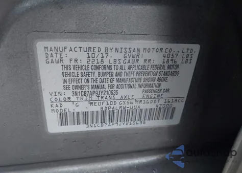 2018 Nissan Sentra Sr Turbo из США, поврежденный, VIN 3N1CB7AP9JY210635